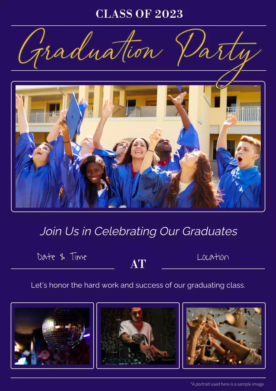 Purple Classic Graduation Invitation Poster