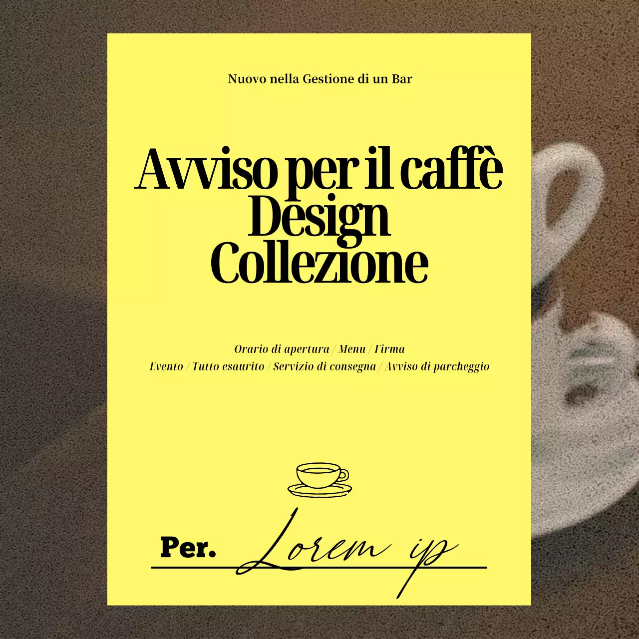 Postazione di design per il proprietario di un caffè alla moda in giallo e nero
