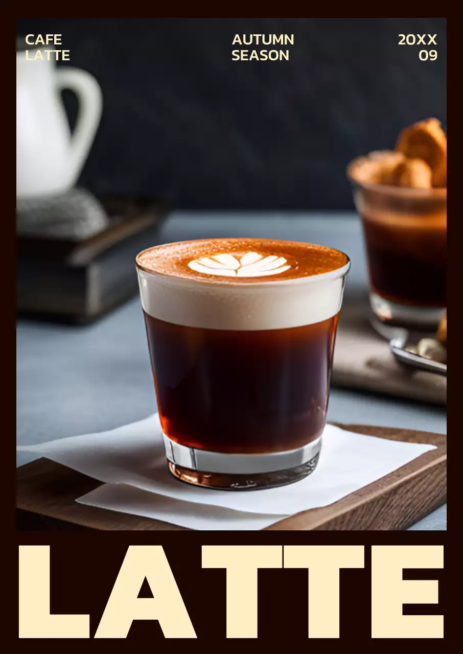 茶色 シンプル カフェ メニュー ポスター