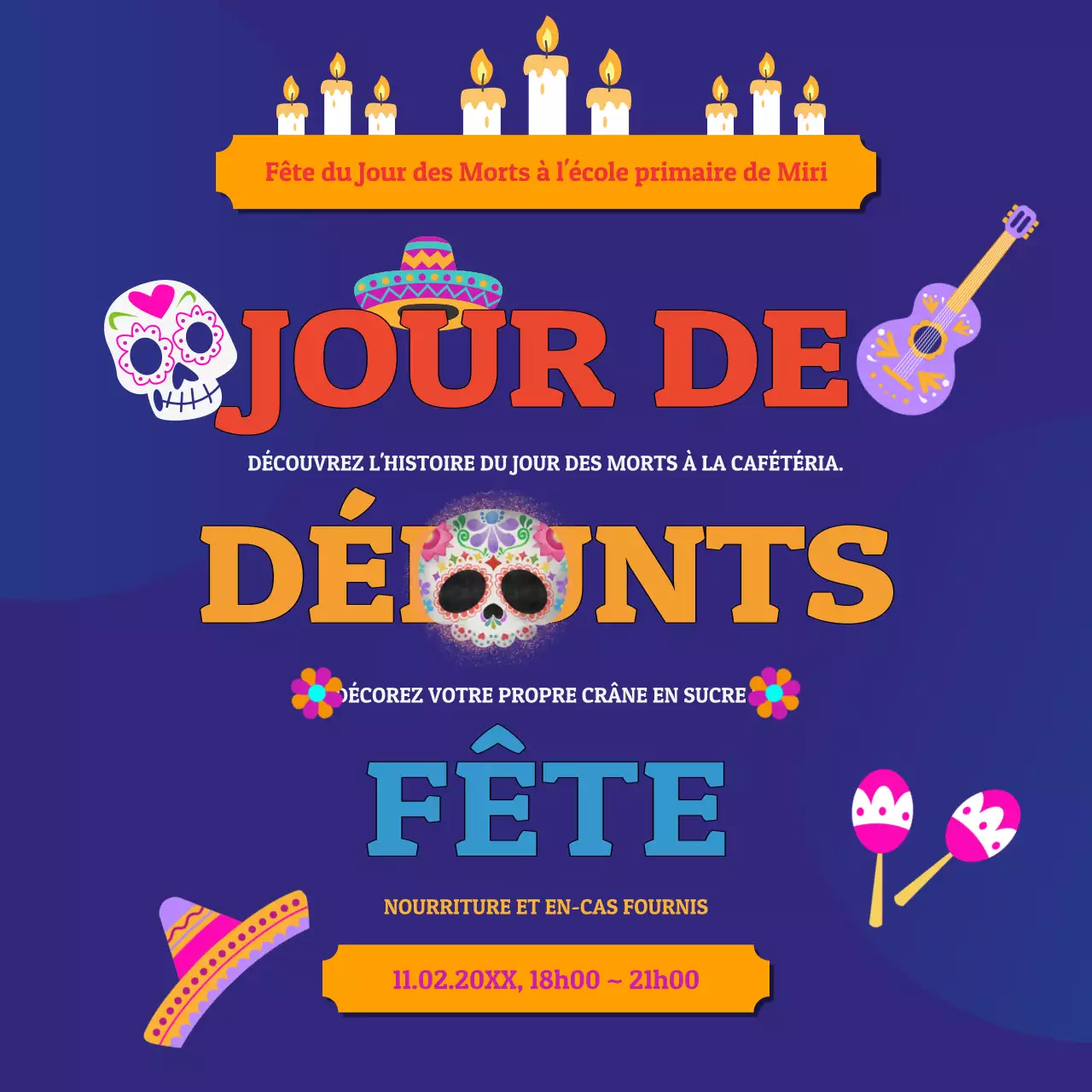 Invitation kitsch marine pour la fête du Jour des Morts