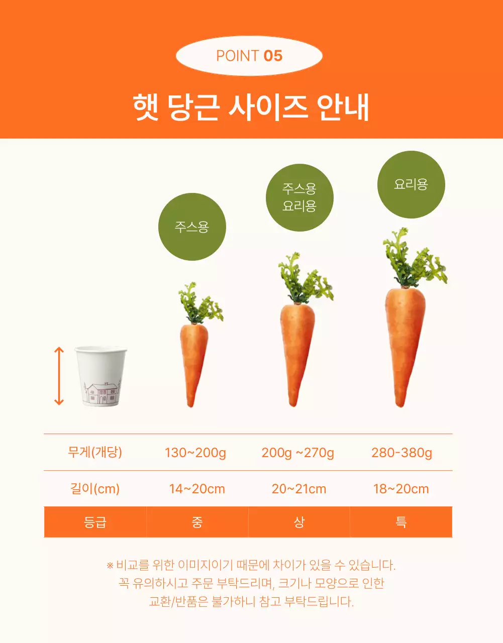 주황색과 초록색의 심플한 당근 판매 홍보