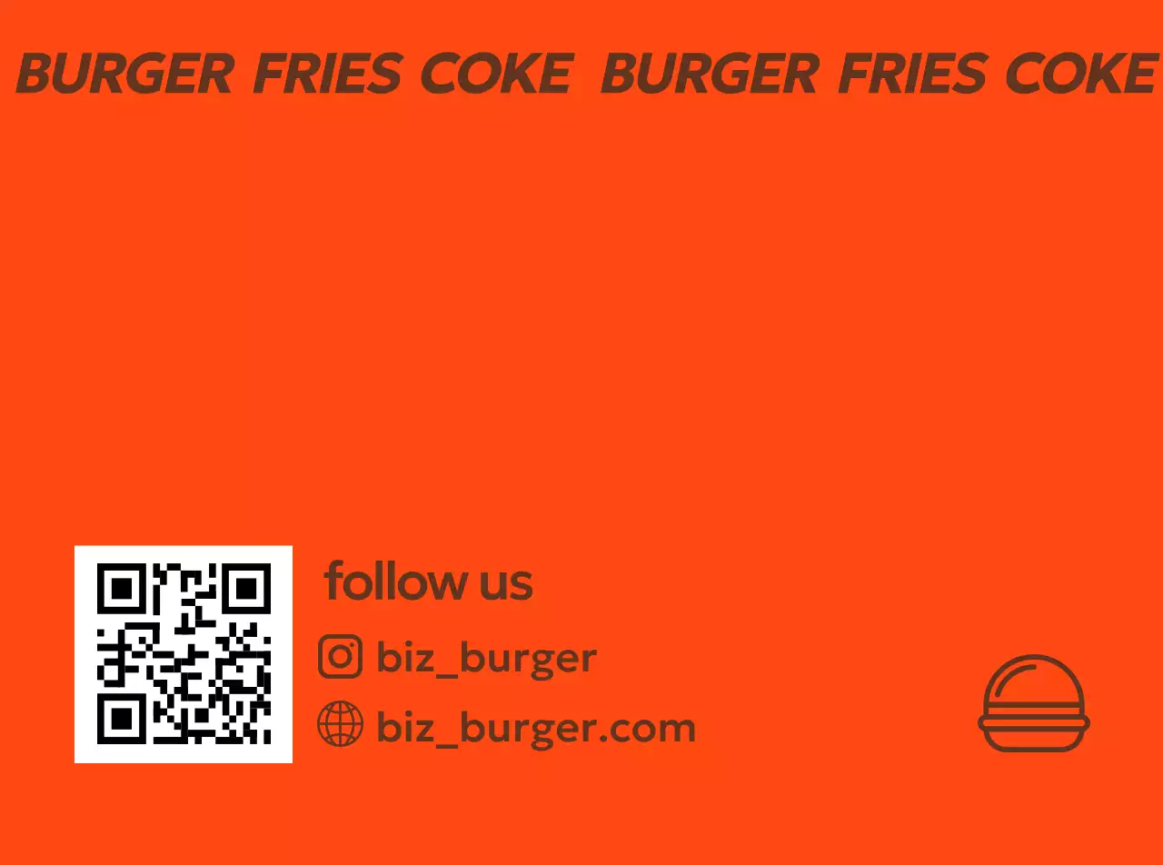 주황 배경 갈색 글씨 버거 홍보