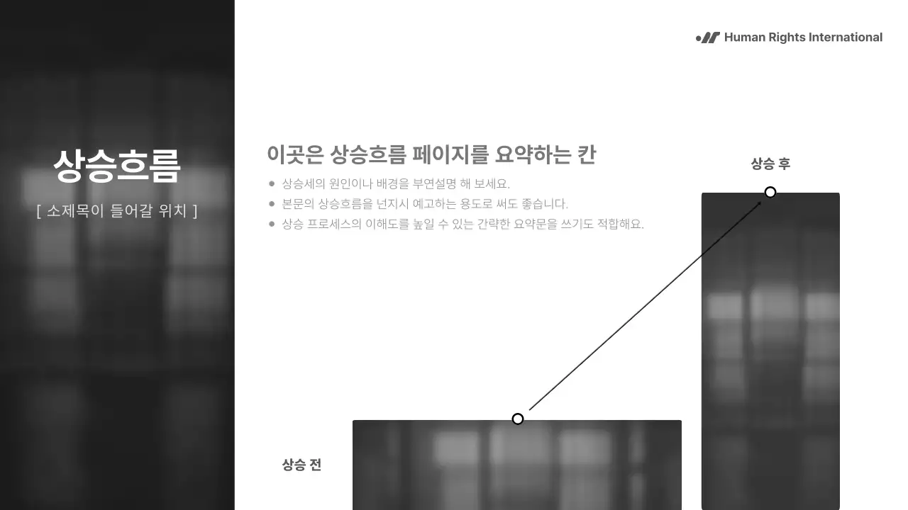 흑백의 단순하지만 강렬한 구성의 NGO 단체에서 사용하기 좋은 보고서