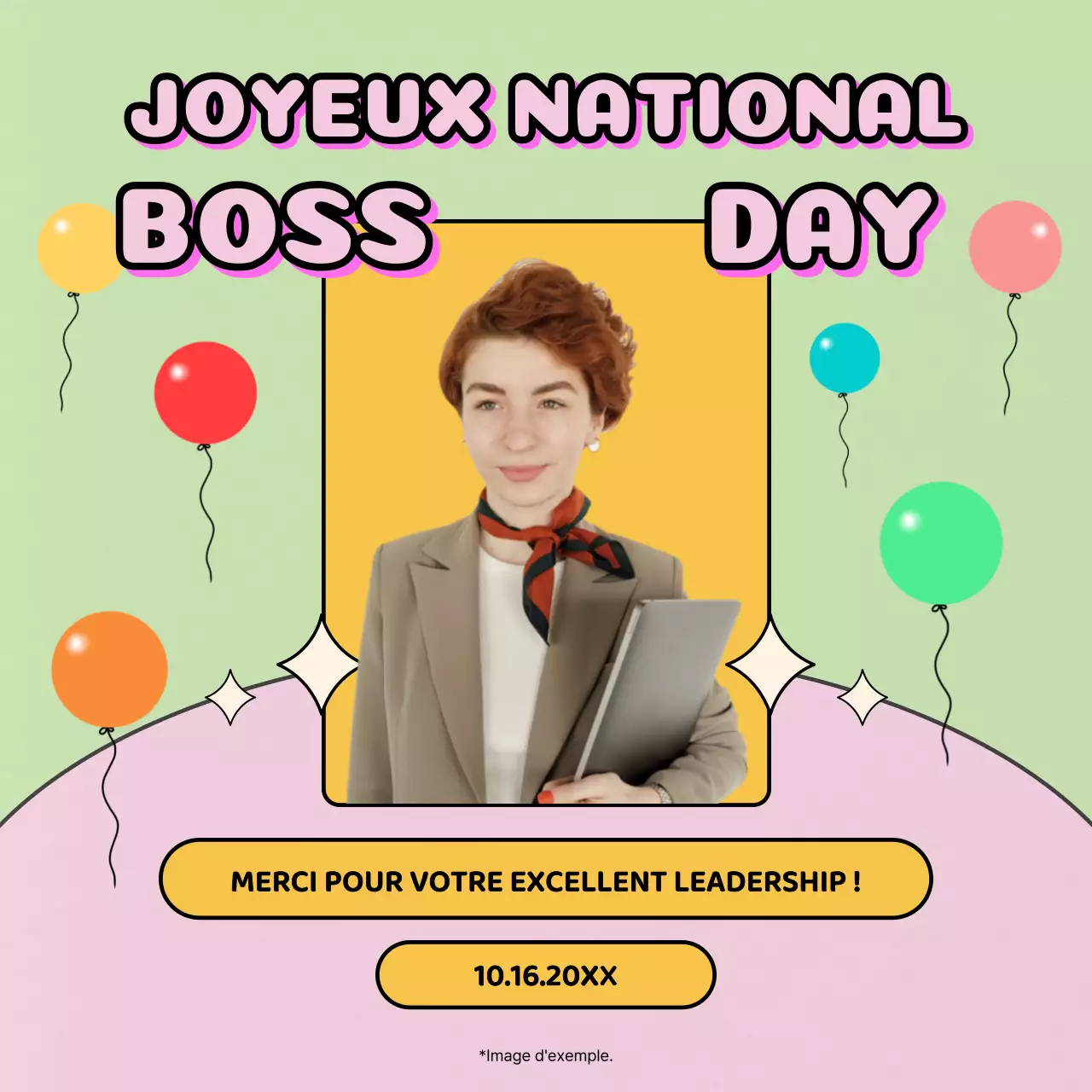 Avis de Happy Boss Day kitsch à la chaux et au lilas