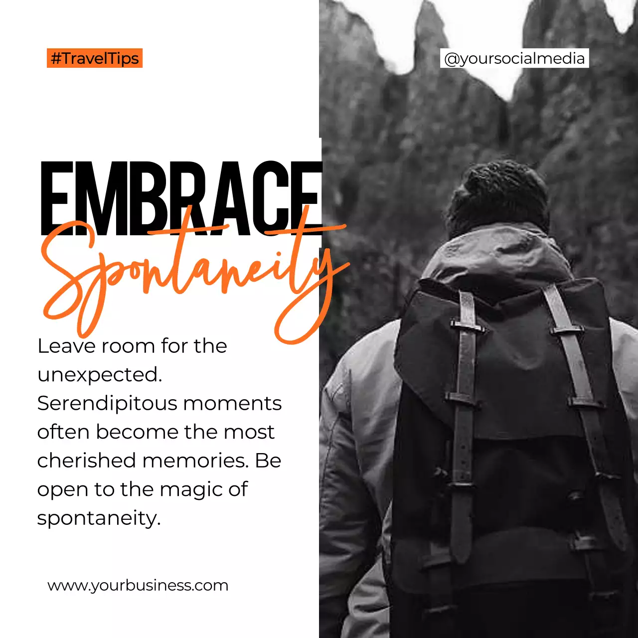 Orange Professional Travel Guide Social Media Post