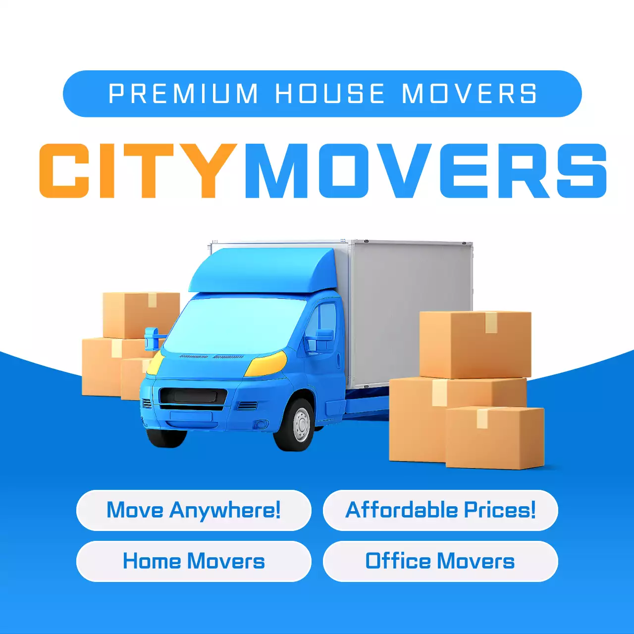 Blue Modern Moving Promotion Social Media Post