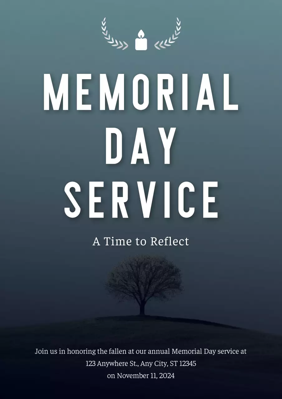 Blue Minimalist Memorial Event Poster