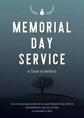Blue Minimalist Memorial Event Poster