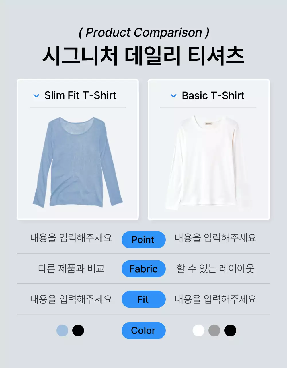 파랑과 흰색의 트렌드한 패션 상세페이지 체크포인트 홍보