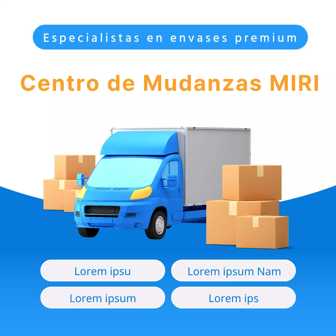 Embalaje sencillo en azul para promocionar el centro