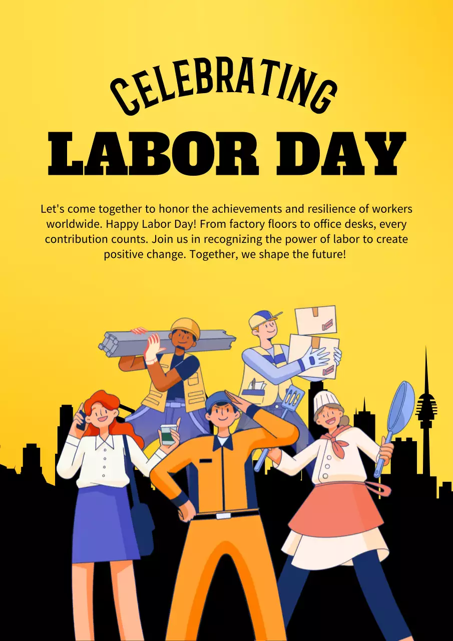 Yellow Modern Labor Announcement Poster