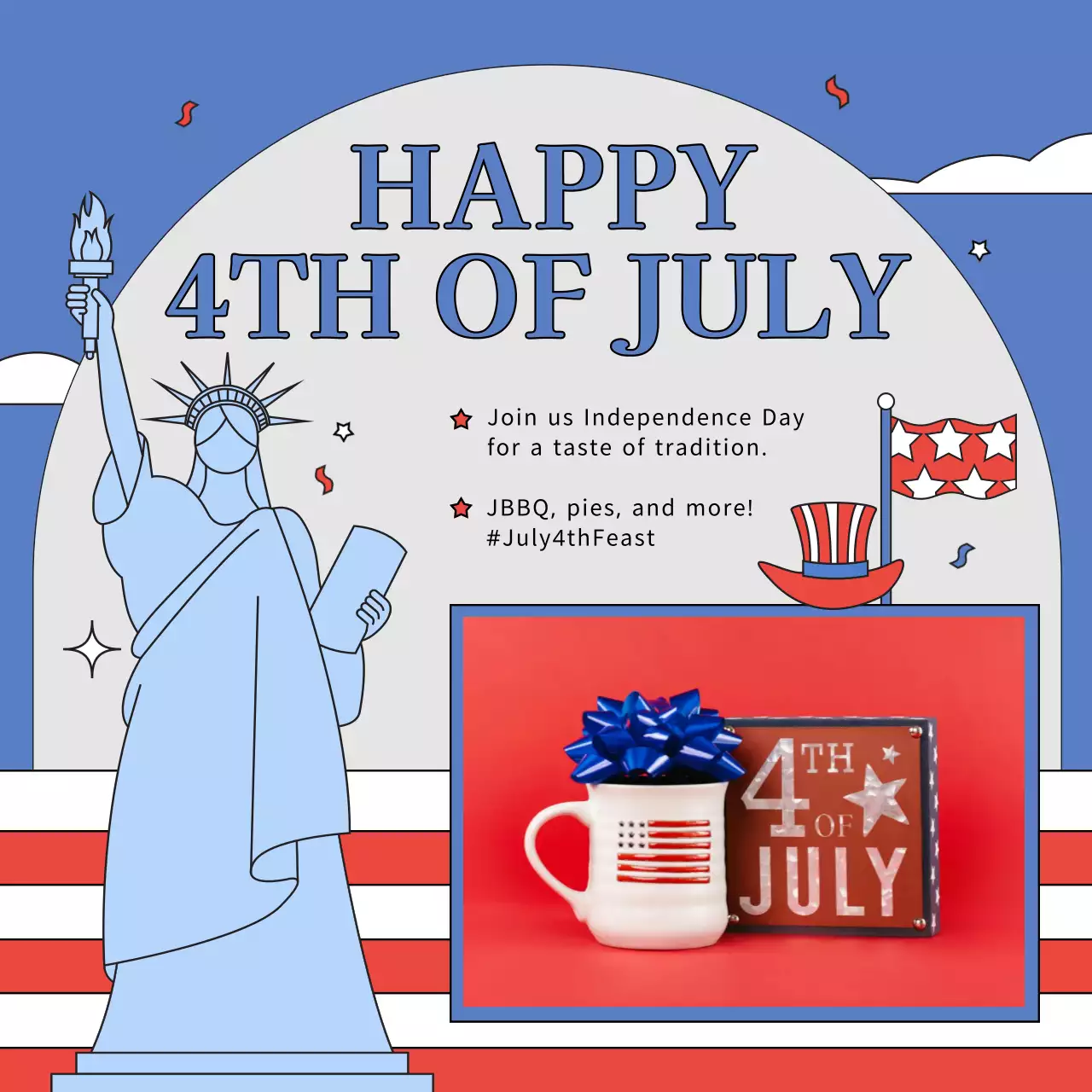 Blue Traditional Independence Event Social Media Post