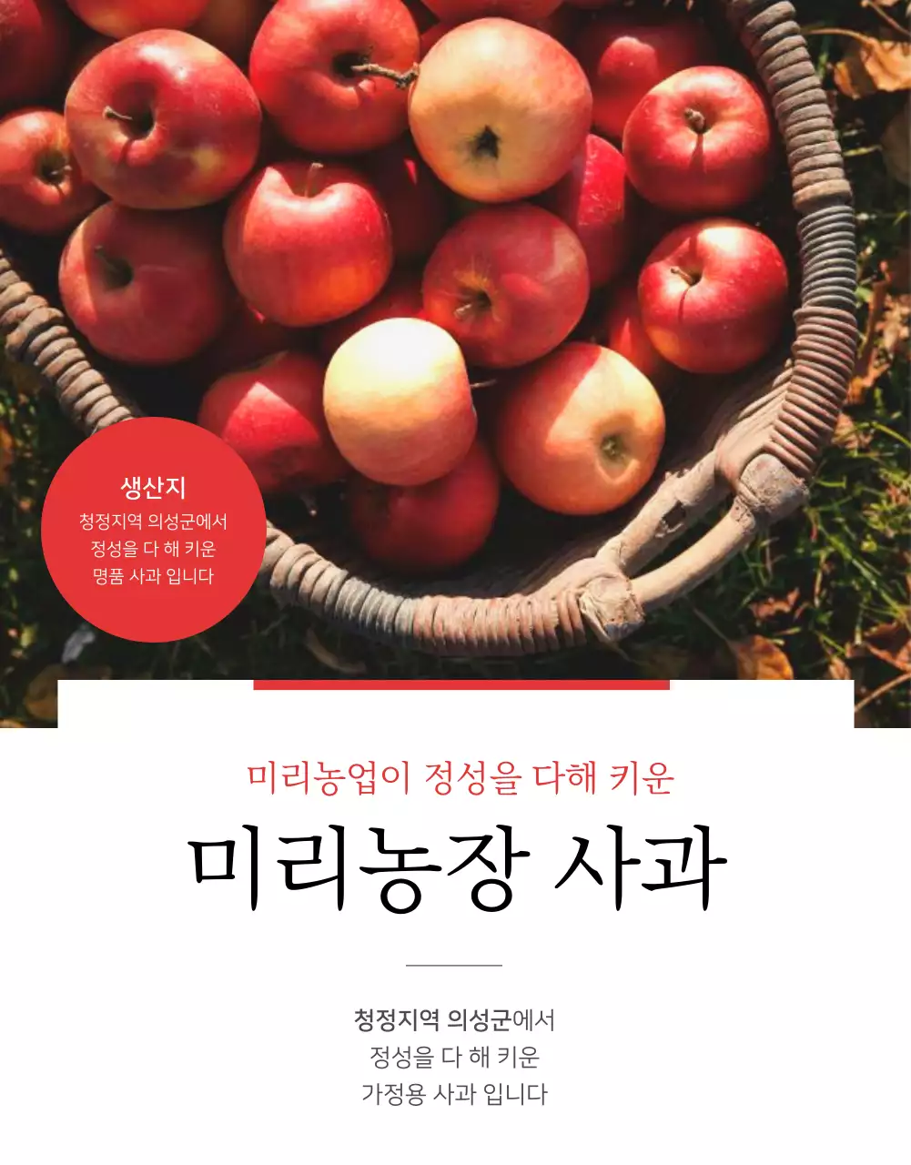 빨강과 흰색의 자연적인 사과 판매 홍보