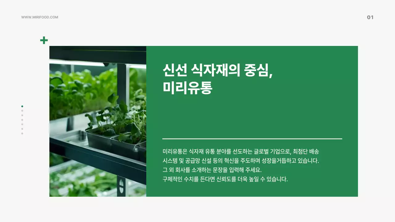 초록색의 심플한 유통 식자재 제안서