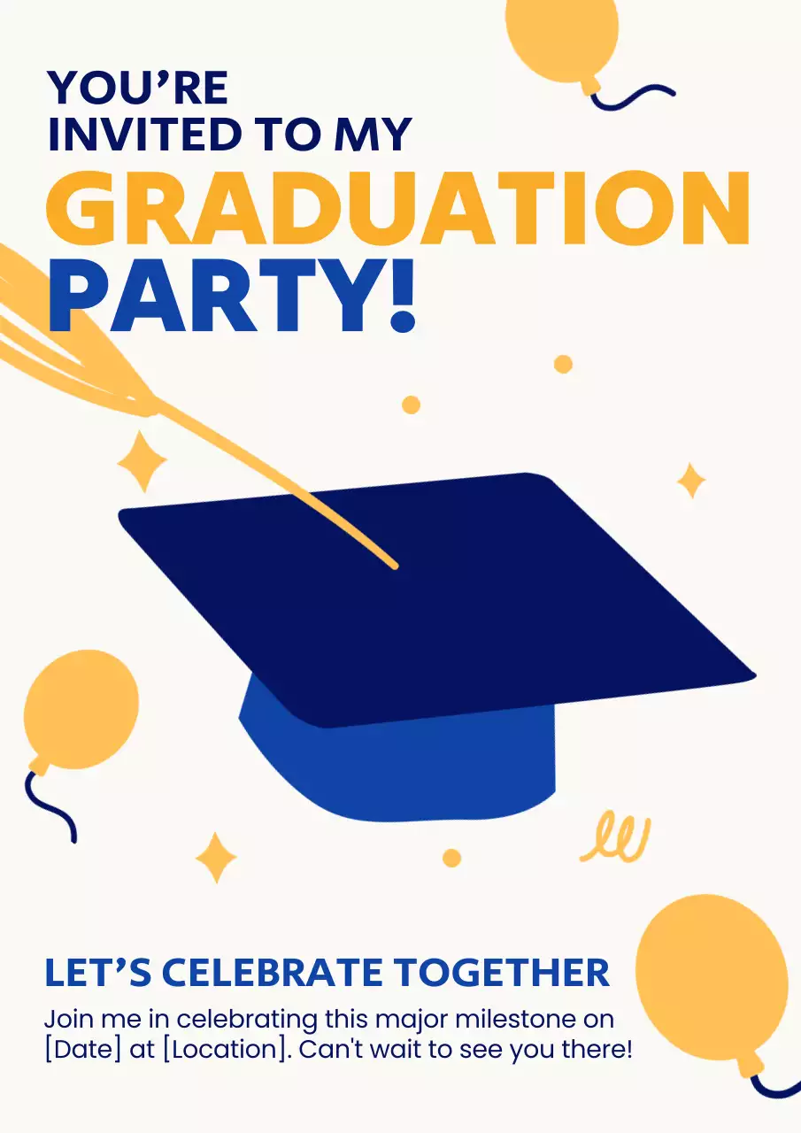 Blue Simple Graduation Invitation Poster