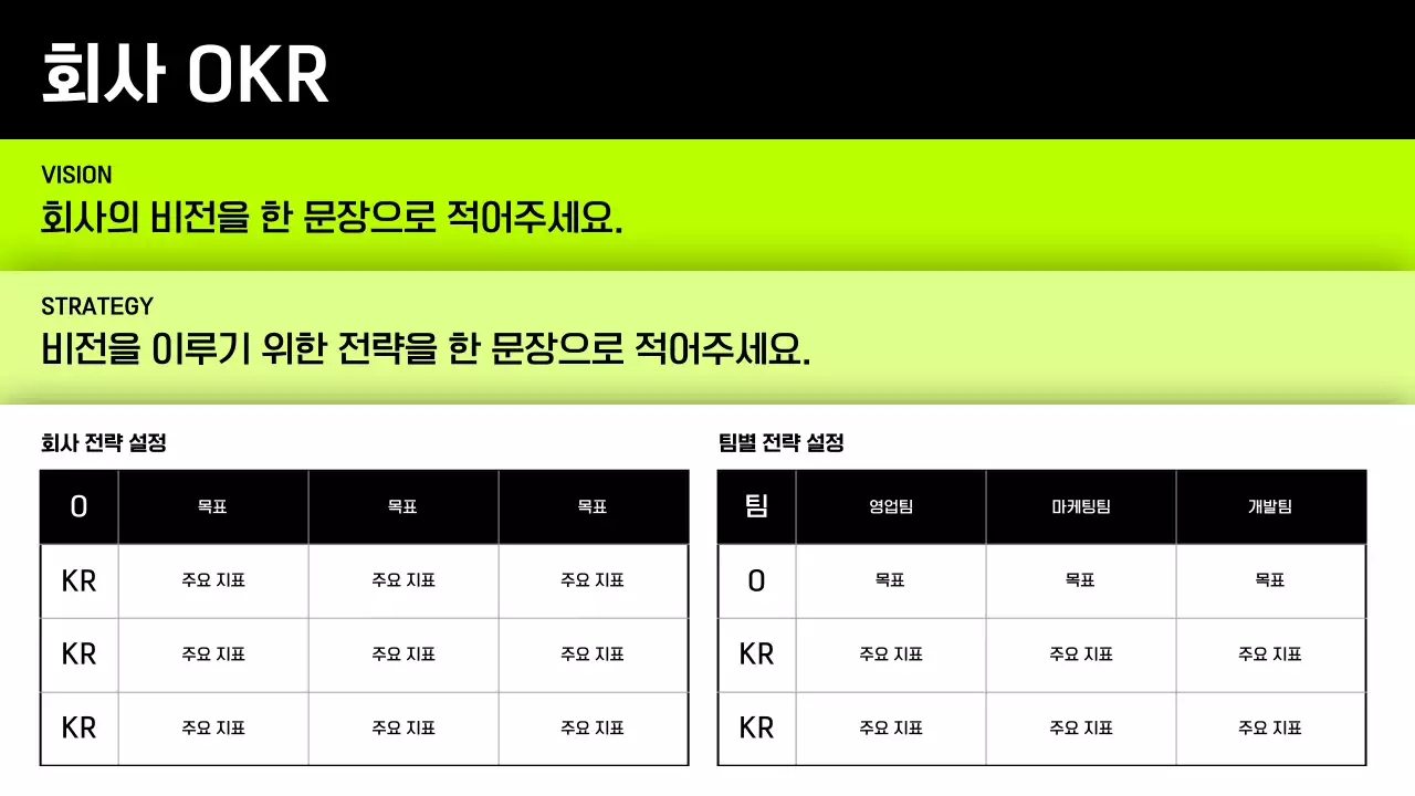 연두색의 심플한 OKR 기획서