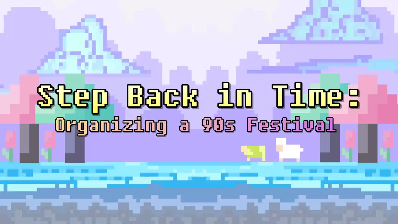90년대 축제를 위한 아이디어가 담긴 다채로운 픽셀 아트 프레젠테이션