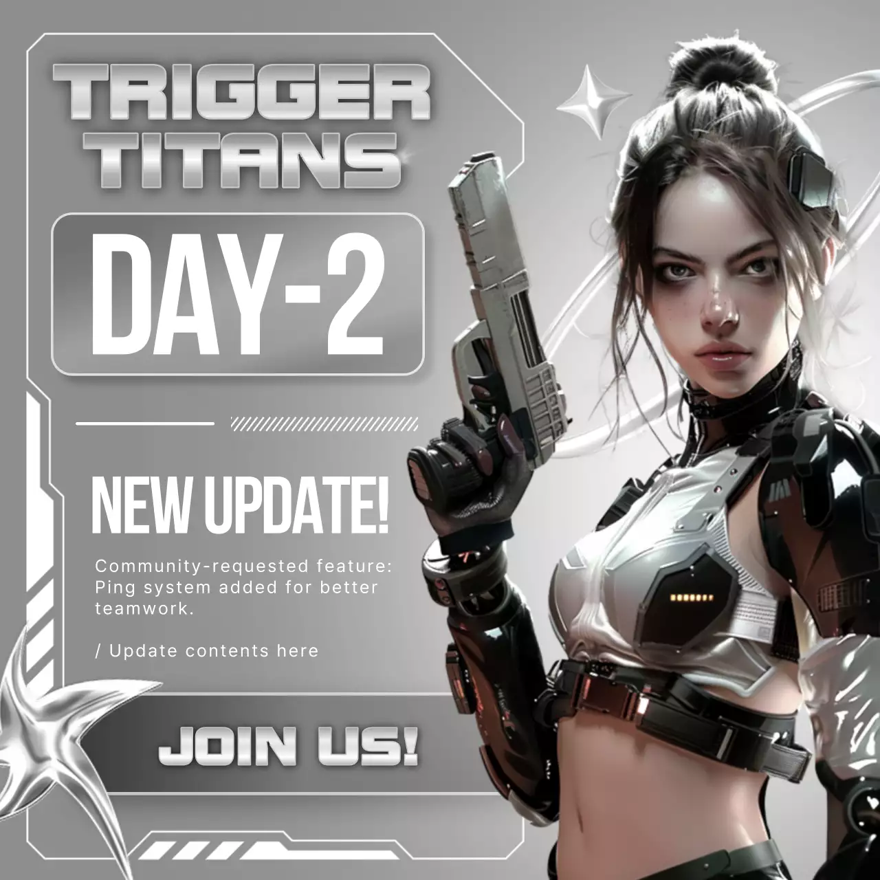 Grey Cyber Game Update Announcement Social Media Post