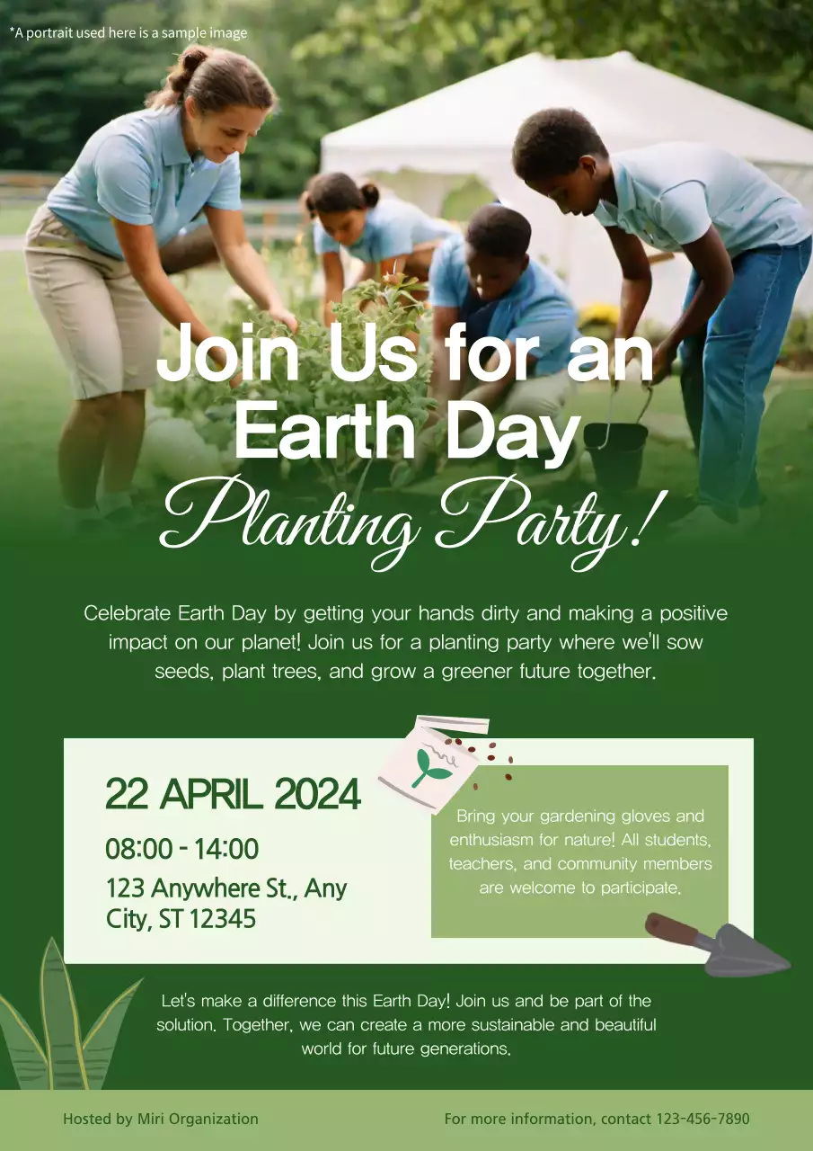 Green Modern Earth Day Invitation Poster