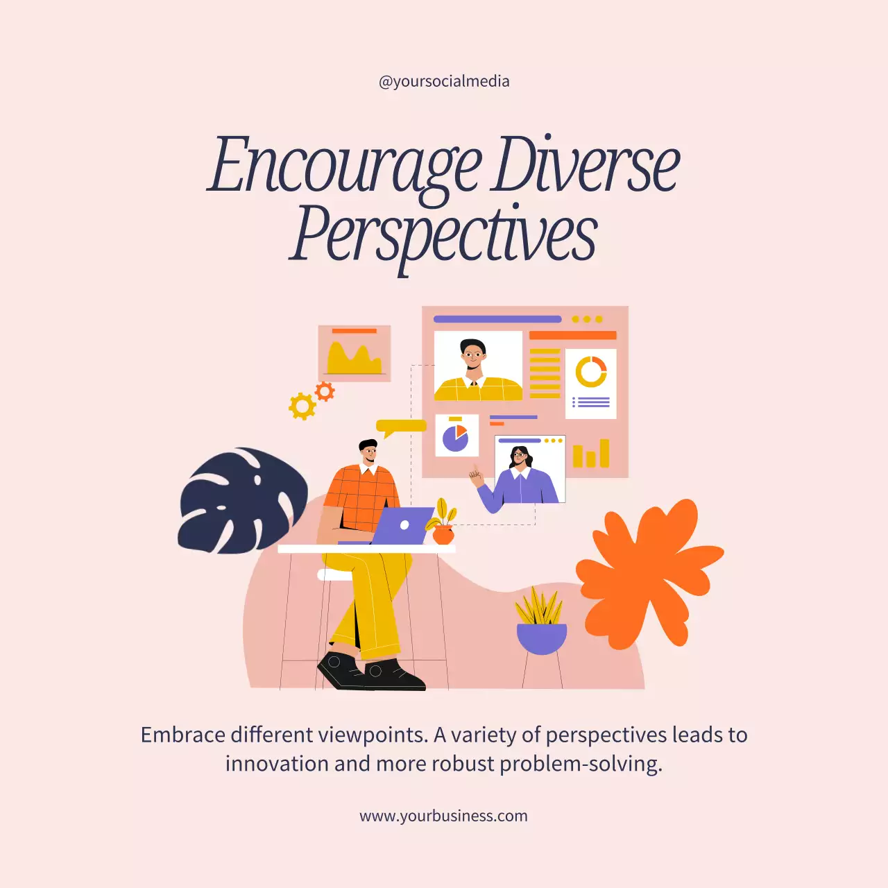 Yellow Modern Teamwork Advertisement Social Media Post