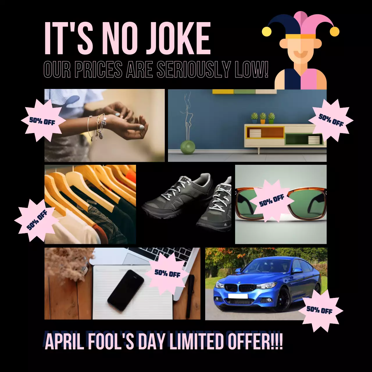 Black Trendy Sale Promotion Social Media Post