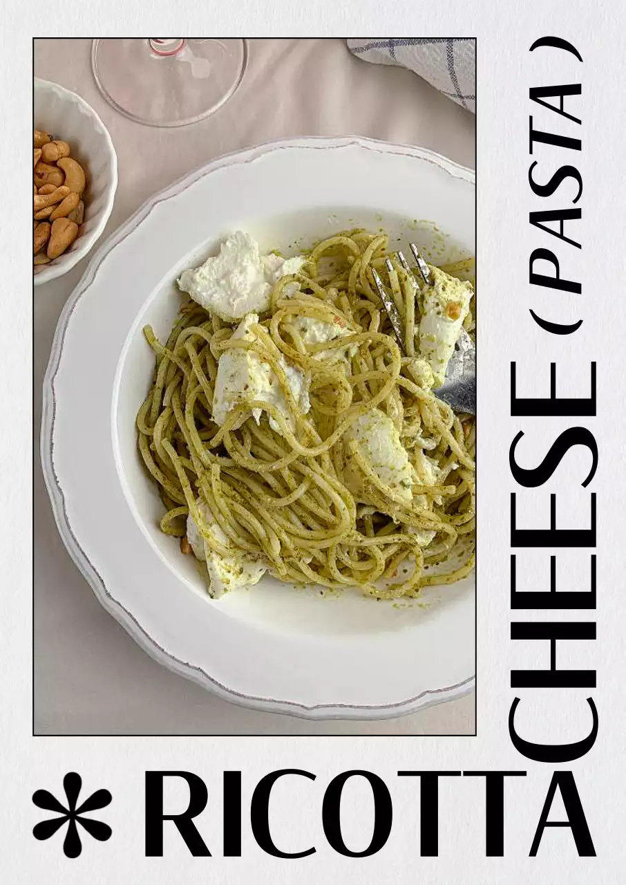 白 シンプル パスタ メニュー ポスター