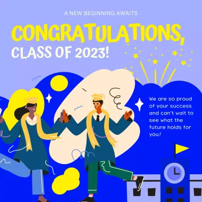 Blue Trendy Graduation Announcement Social Media Post