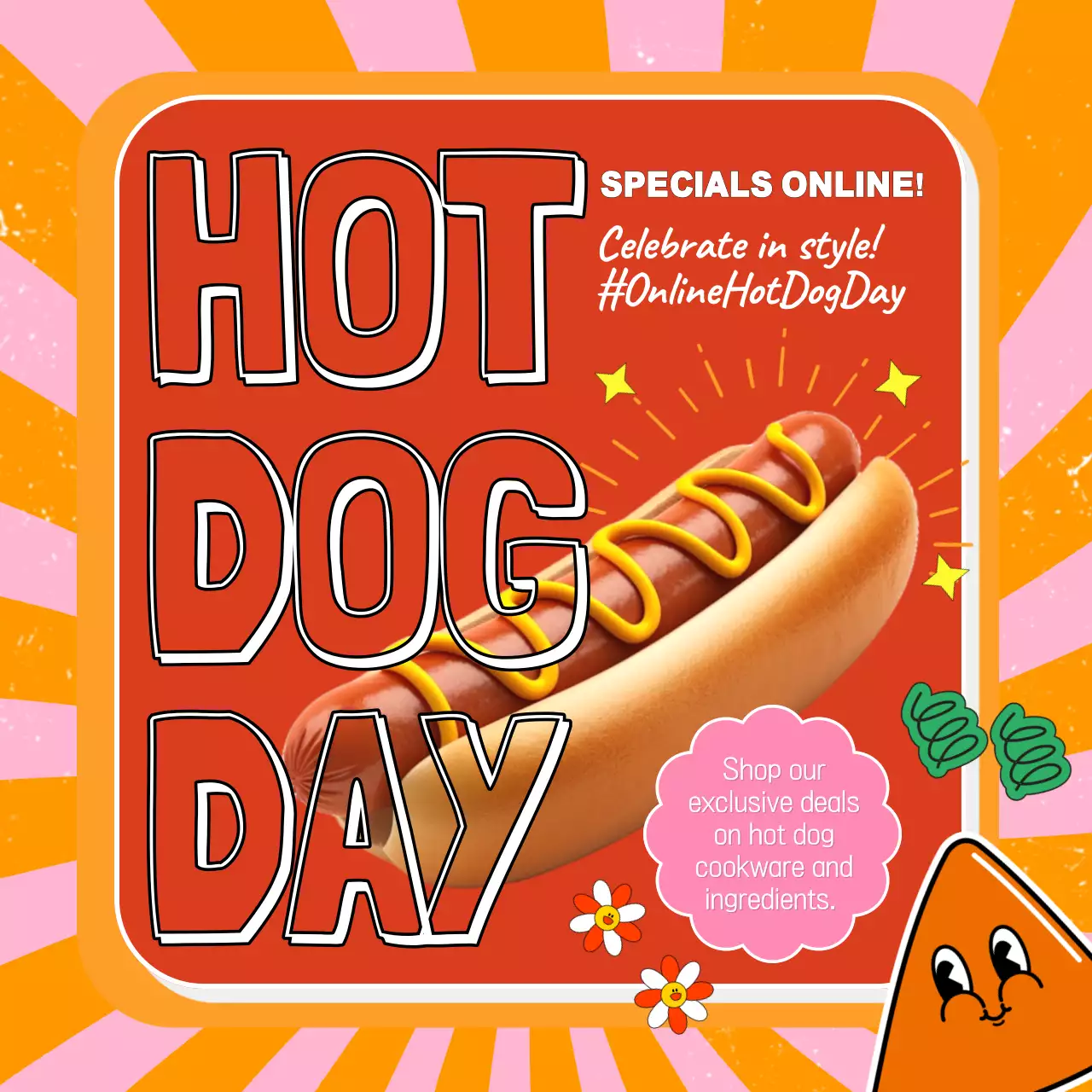 Orange Retro Hotdog Promotion Social Media Post