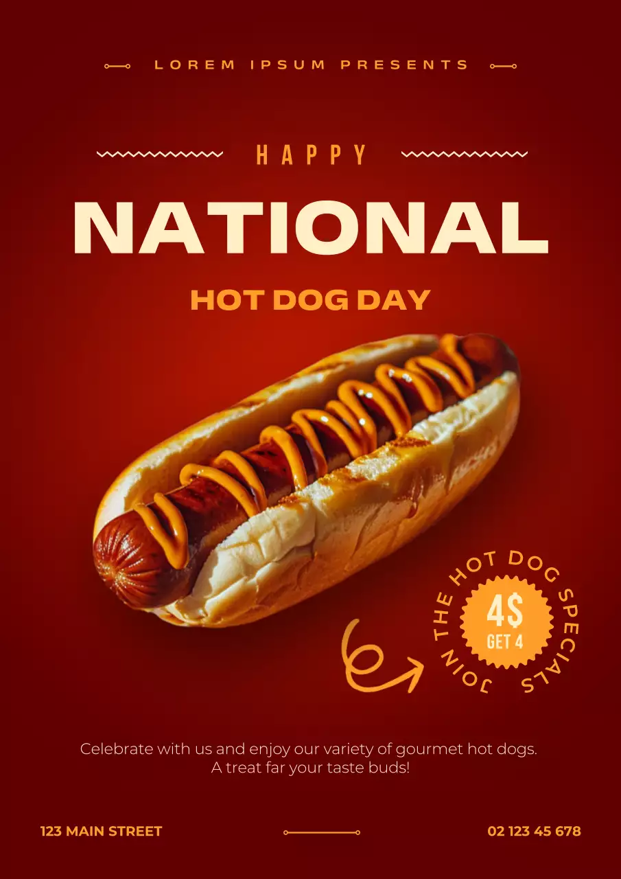Red Trendy Hotdog Promotion Poster
