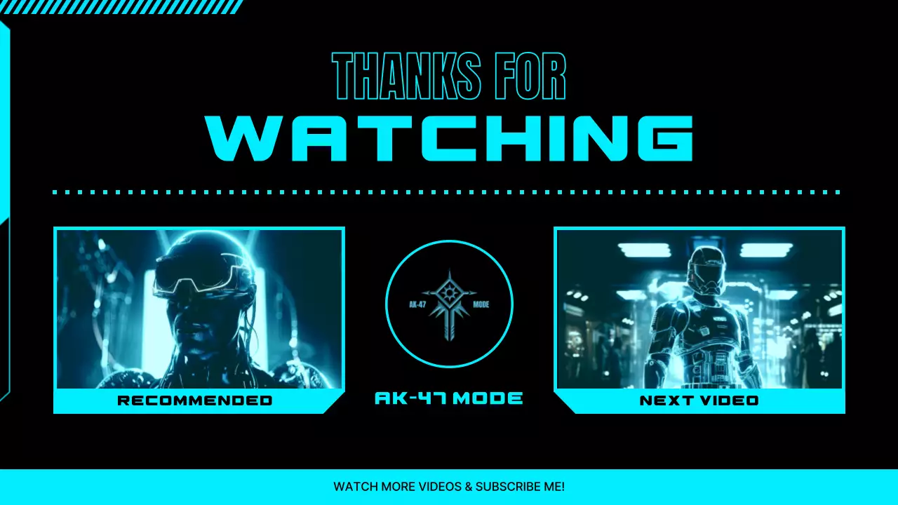 Blue Cyber Video End Screen Layout YouTube Thumbnail