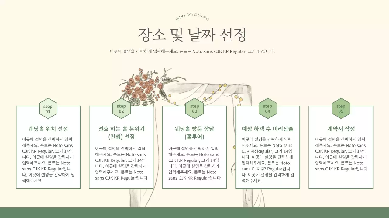 초록과 아이보리의 아기자기한 웨딩플래너 마케팅 플랜 기획서