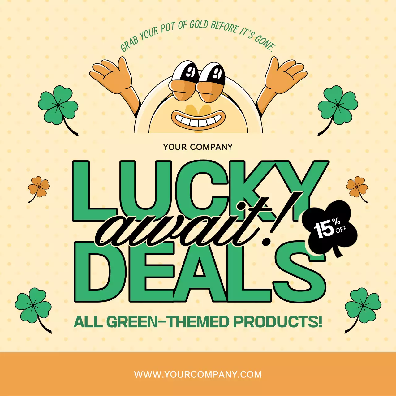 Yellow and Green Bold St. Patrick Lucky Deals Publicity