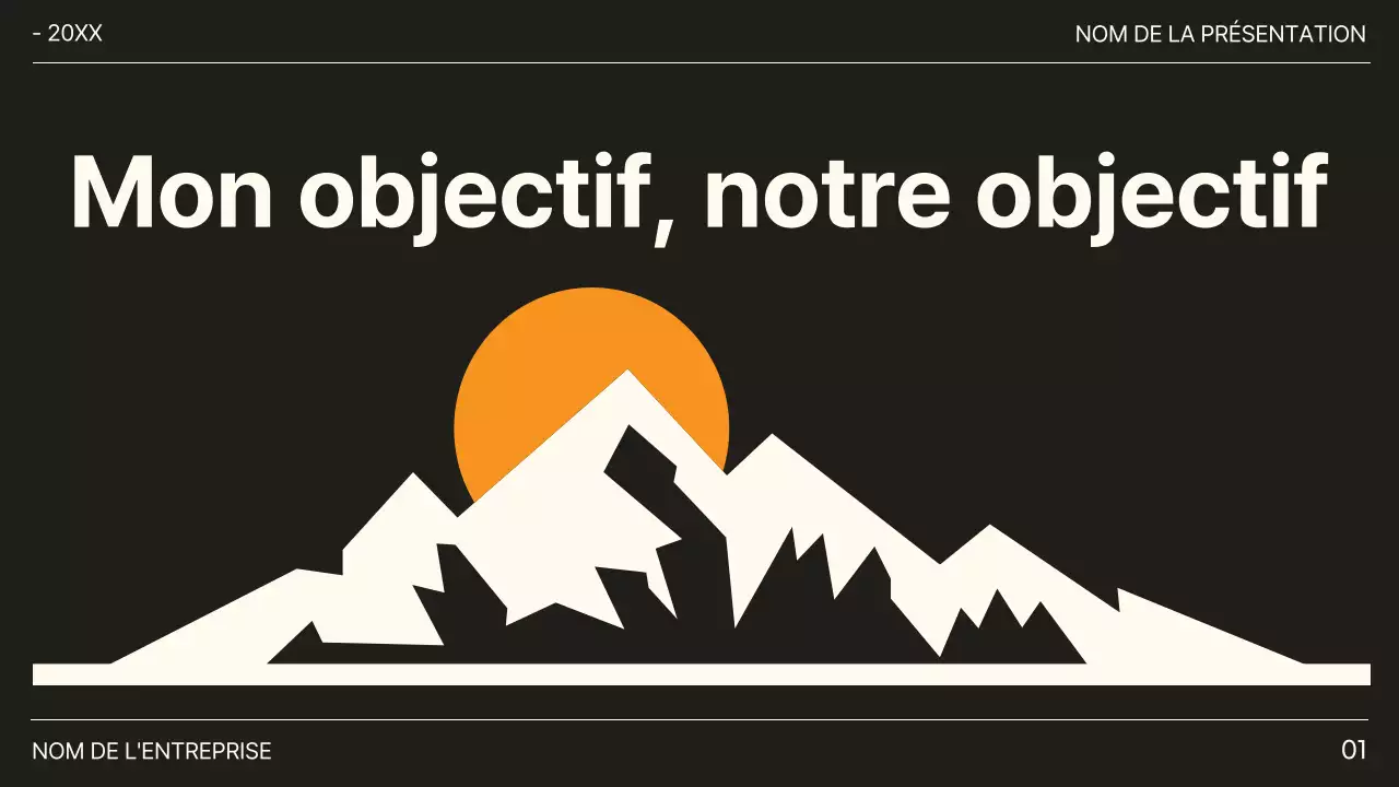 Proposition de buts et d'objectifs tendance noir et orange