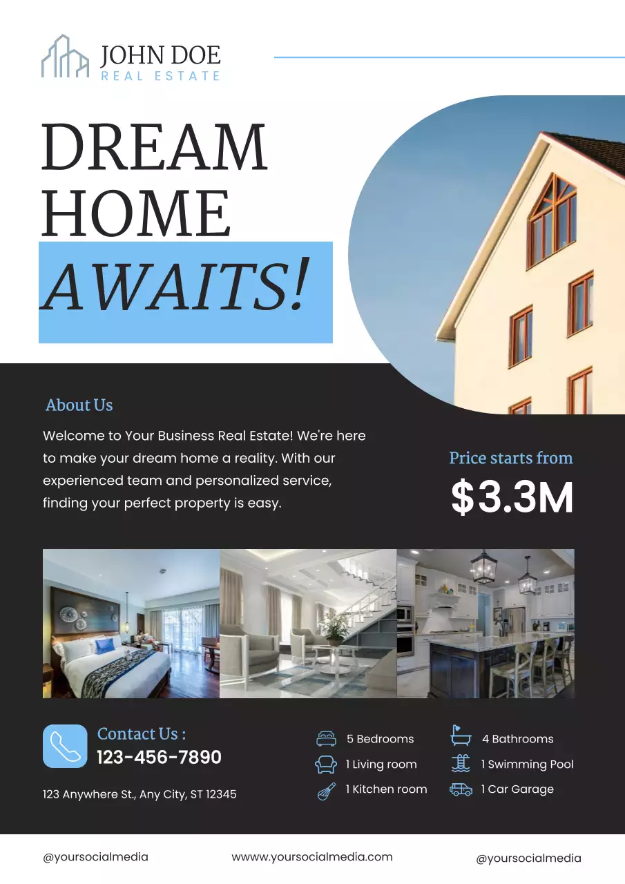 Black Modern Real Estate Promotion Poster