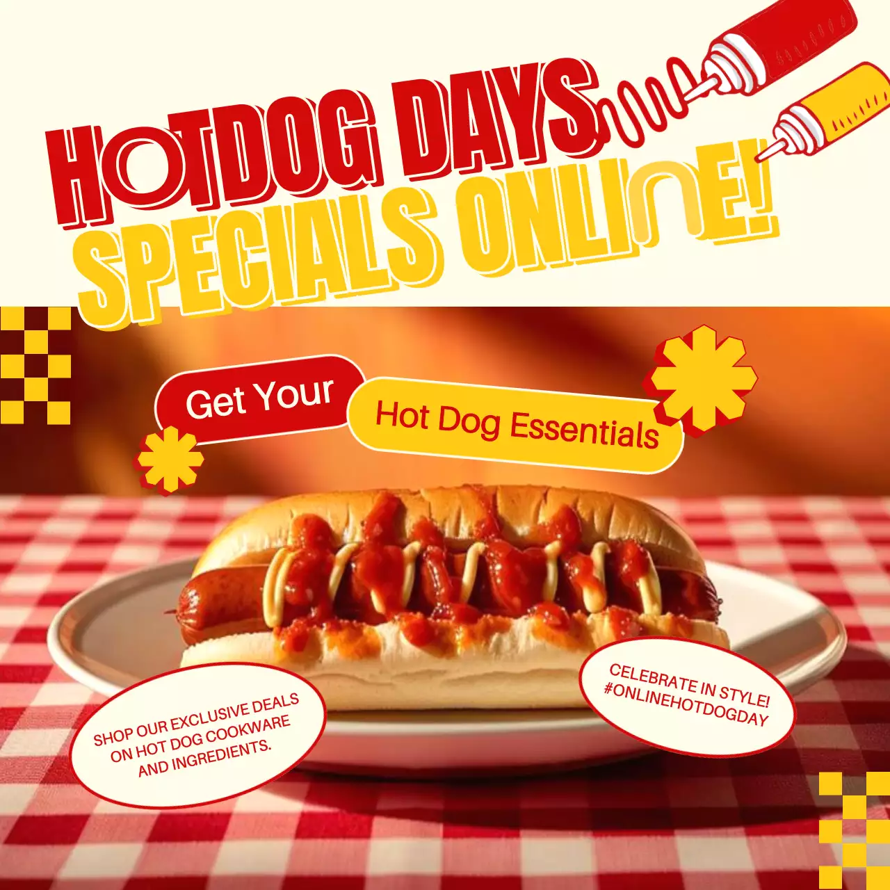 Red Retro Hotdog Promotion Social Media Post