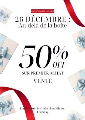 Publicité pour le Boxing Day classique blanc et rouge
