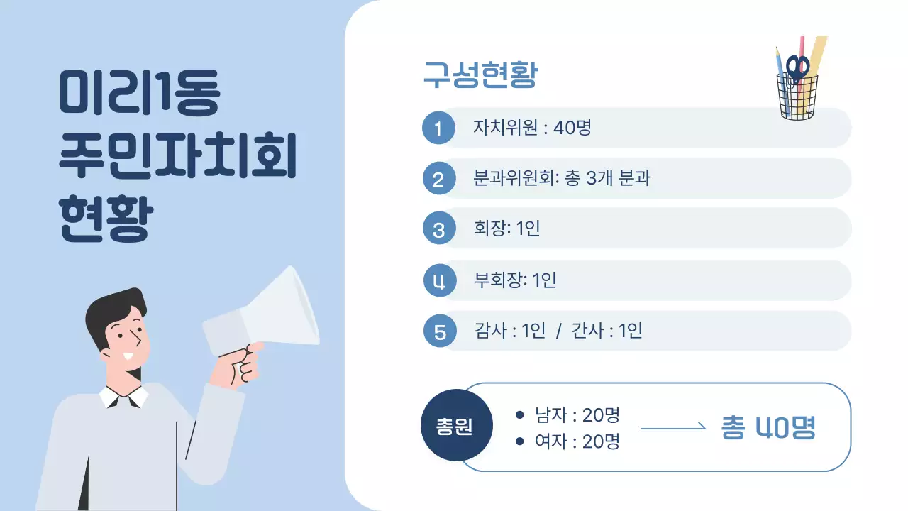 하늘색의 아기자기한 주민자치회 소개서