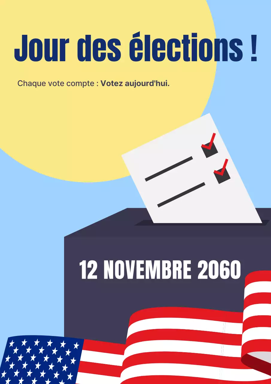 Publicité simple pour le jour de l'élection : bleu ciel et rouge