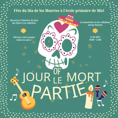 Invitation verte et jaune pour le Jour des Morts