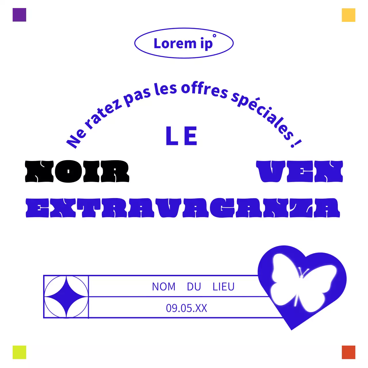 Bleu et blanc Publicité pour les offres du vendredi noir à la mode