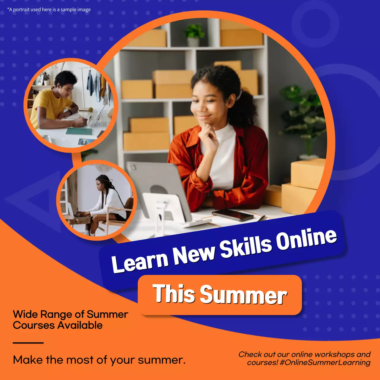 Orange Modern Summer Courses Promotion Social Media Post