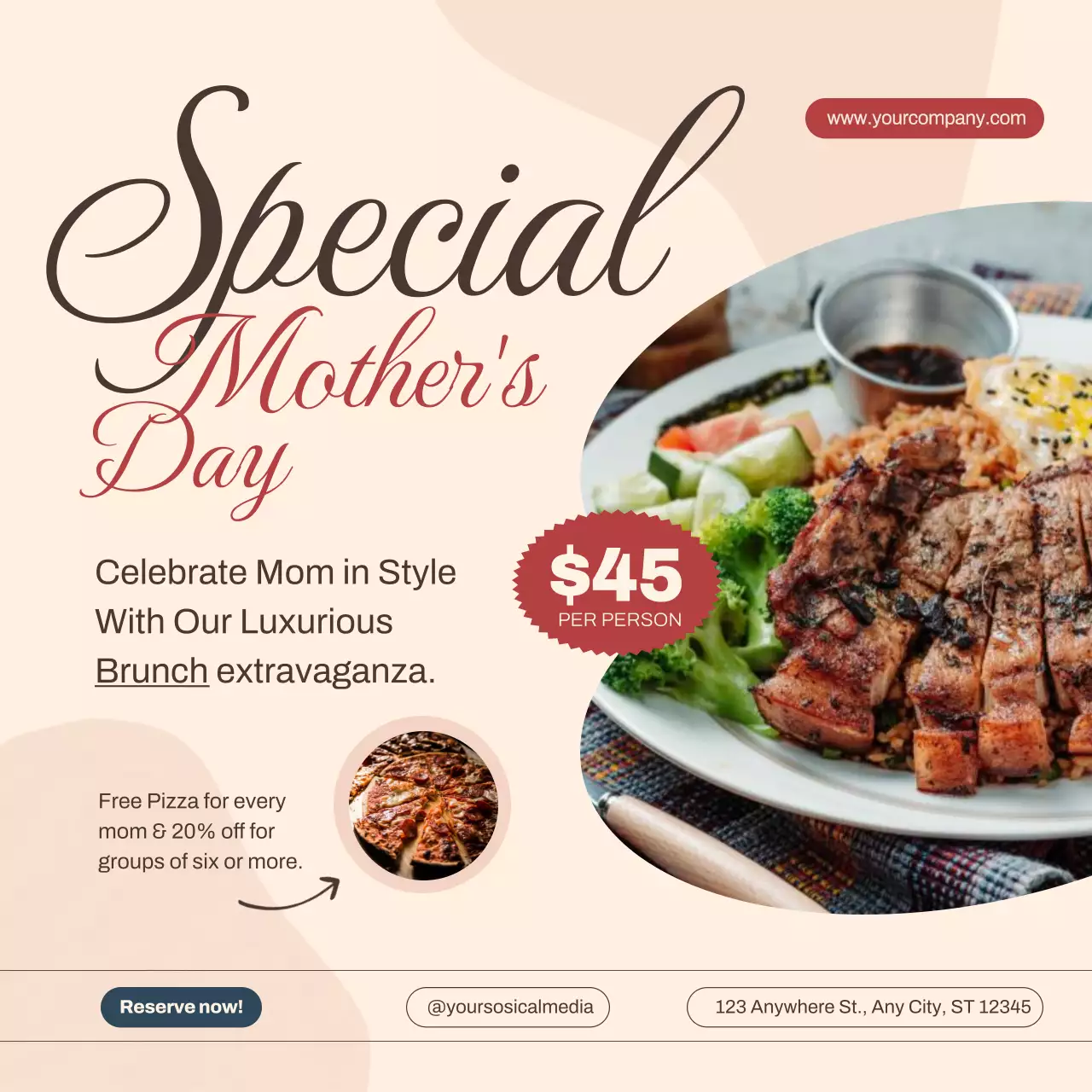 Beige Elegant Brunch Promotion Social Media Post