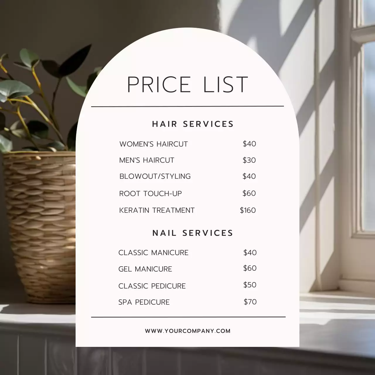 White Minimalist Salon Menu Instagram Post