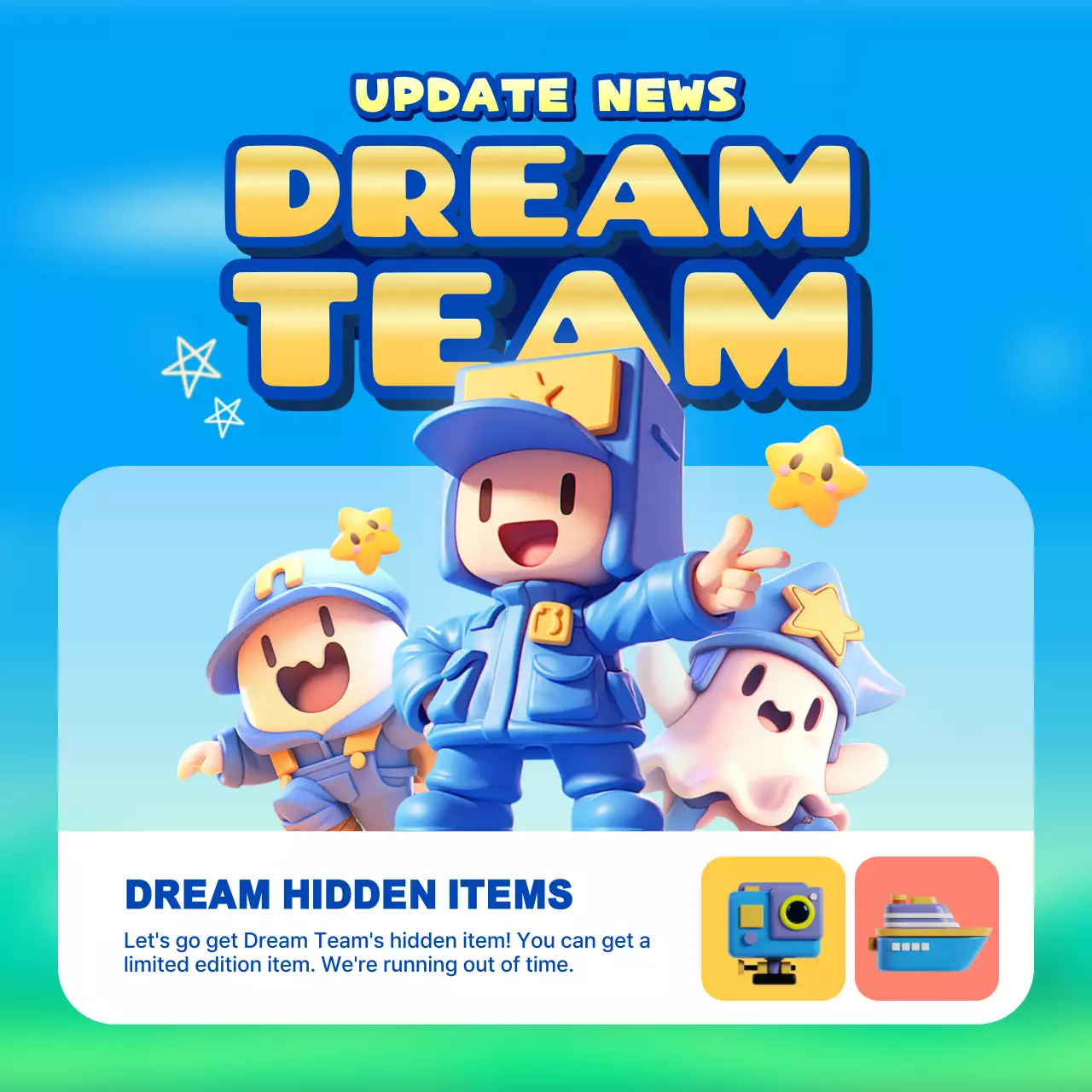 Blue Trendy Game Announcement Social Media Post