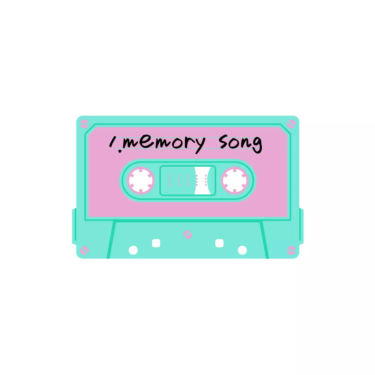 카세트테이프와 손글씨체가 있는 키치한 빈티지한 굿즈