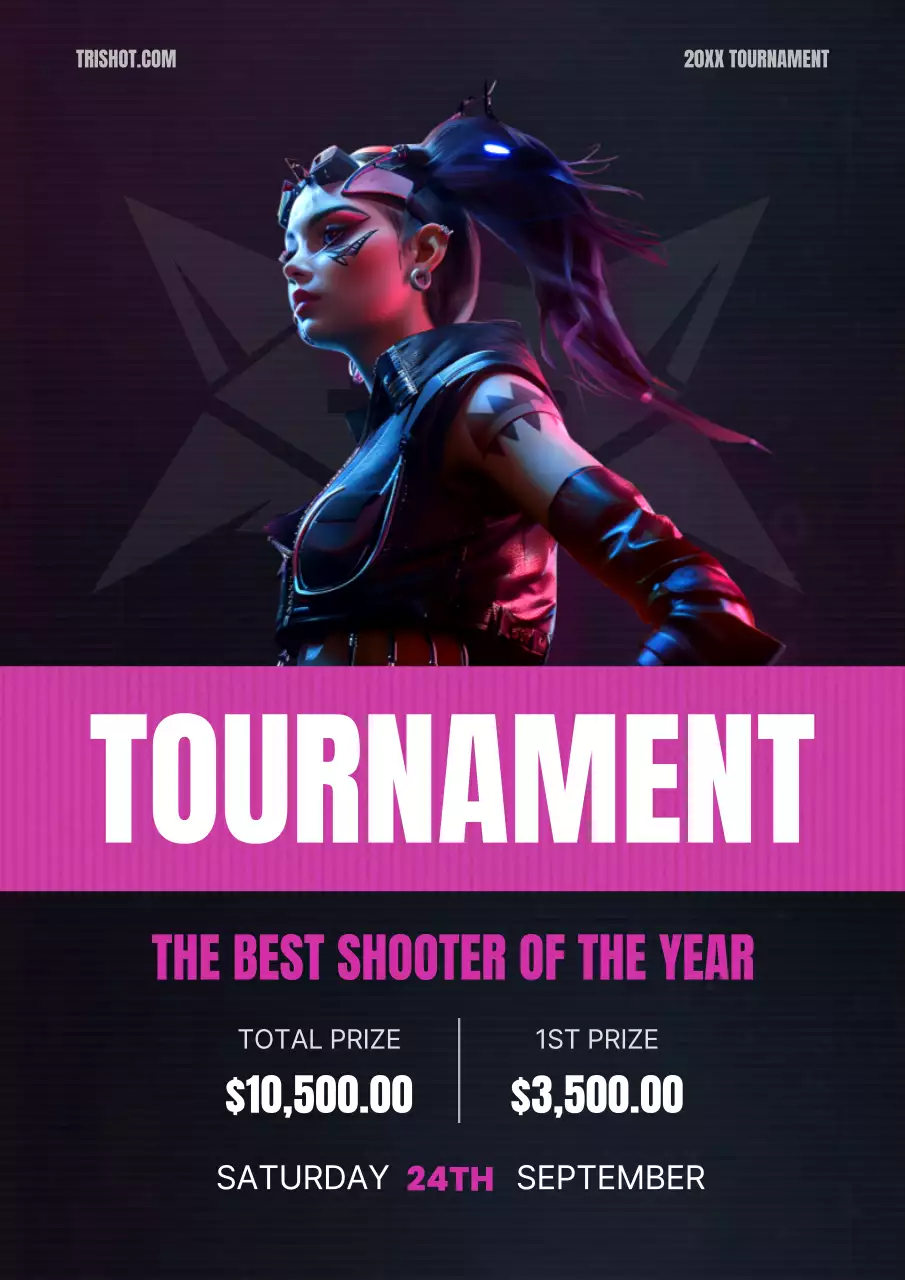 Pink Futuristic Tournament Announcement Poster