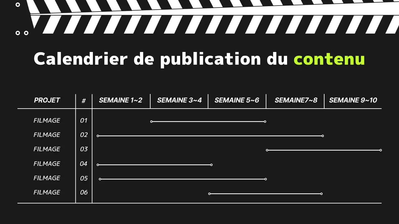 Plan de contenu d'une chaîne vidéo simple en noir et blanc