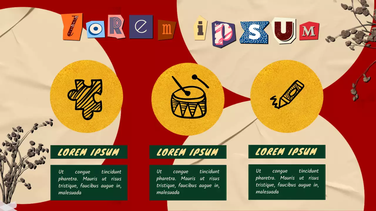 Bahan Belajar Scrapbook Retro Hijau dan Merah