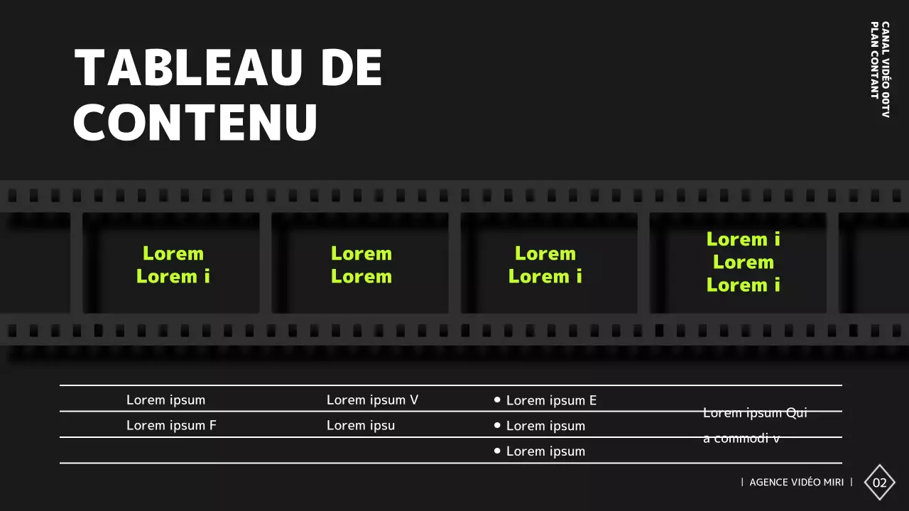 Plan de contenu d'une chaîne vidéo simple en noir et blanc