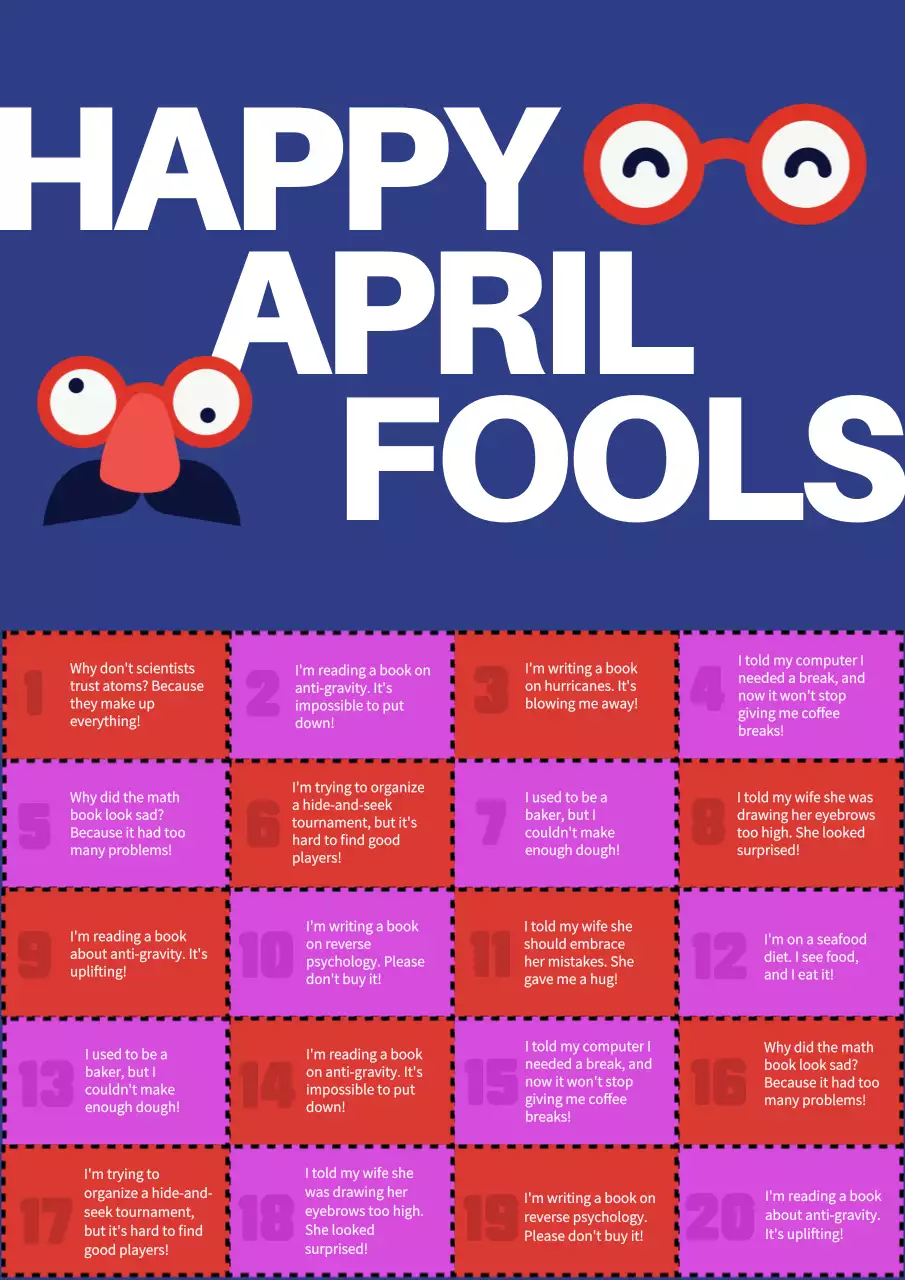 Blue Comic Joke Announcement Poster